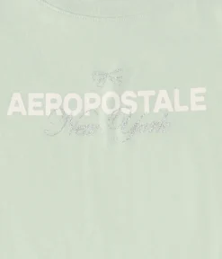 Aeropostale Bow Glitter Graphic Tee