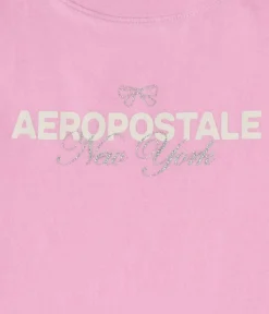 Aeropostale Bow Glitter Graphic Tee