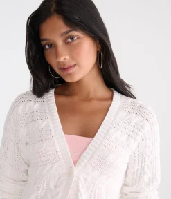 Babydoll One-Button Cable Cardigan