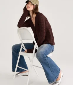 Babydoll One-Button Cable Cardigan