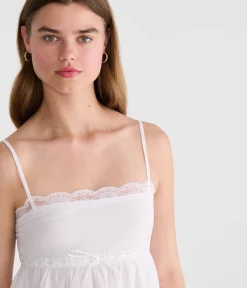 Bow Lace-Trim Square-Neck Cami