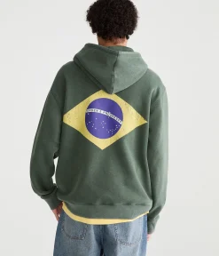 Brazil Flag Pullover Hoodie
