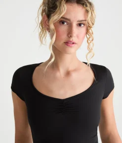 Buttery Soft Cinched Scoop-Neck Tee