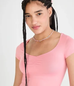 Buttery Soft Cinched Scoop-Neck Tee