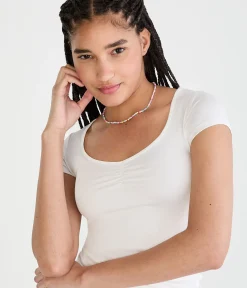 Buttery Soft Cinched Scoop-Neck Tee