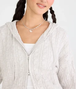 Cable Full-Zip Hooded Sweater
