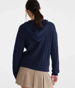 Cable Full-Zip Hooded Sweater