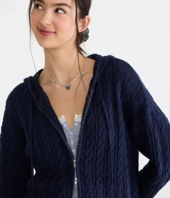 Cable Full-Zip Hooded Sweater