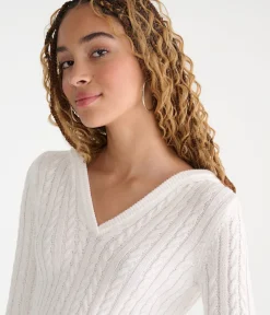 Cable High-Rib Hooded Sweater