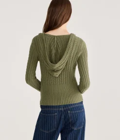 Cable High-Rib Hooded Sweater