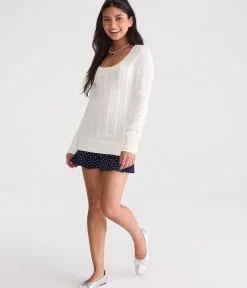 Cable Scoop-Neck Sweater