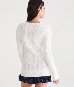 Cable Scoop-Neck Sweater