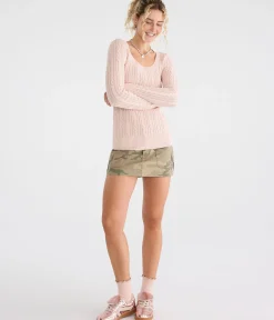 Cable Scoop-Neck Sweater