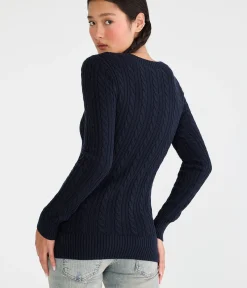 Cable Scoop-Neck Sweater