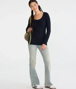 Cable Scoop-Neck Sweater