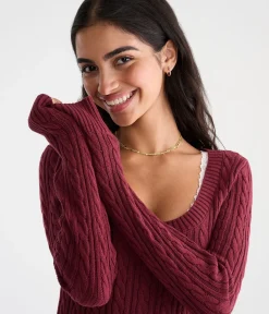 Cable Scoop-Neck Sweater