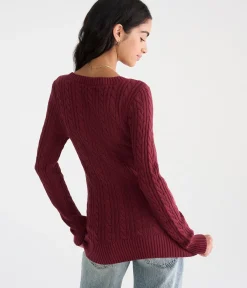 Cable Scoop-Neck Sweater