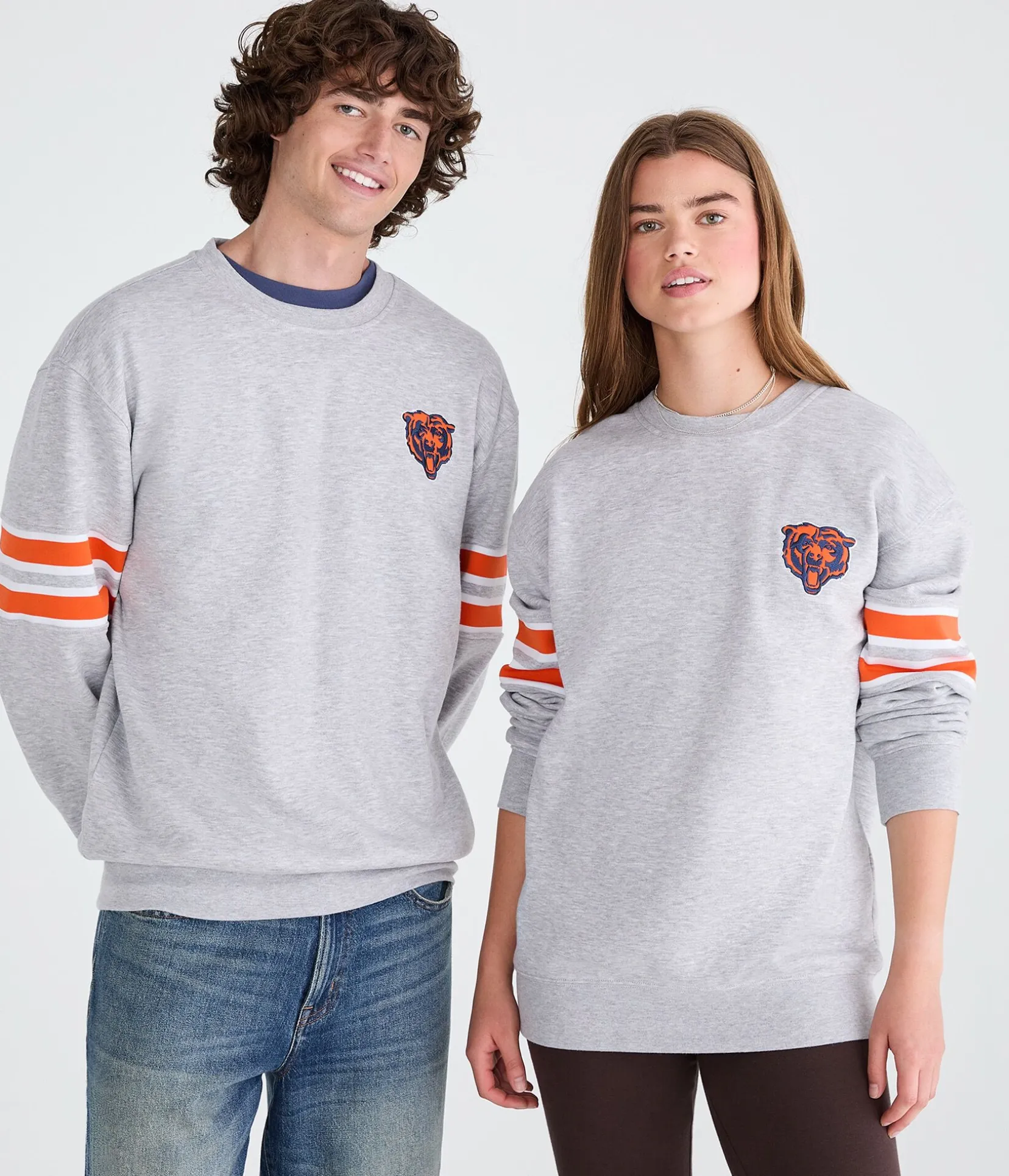 Chicago Bears Striped Sleeve Crew Sweatshirt