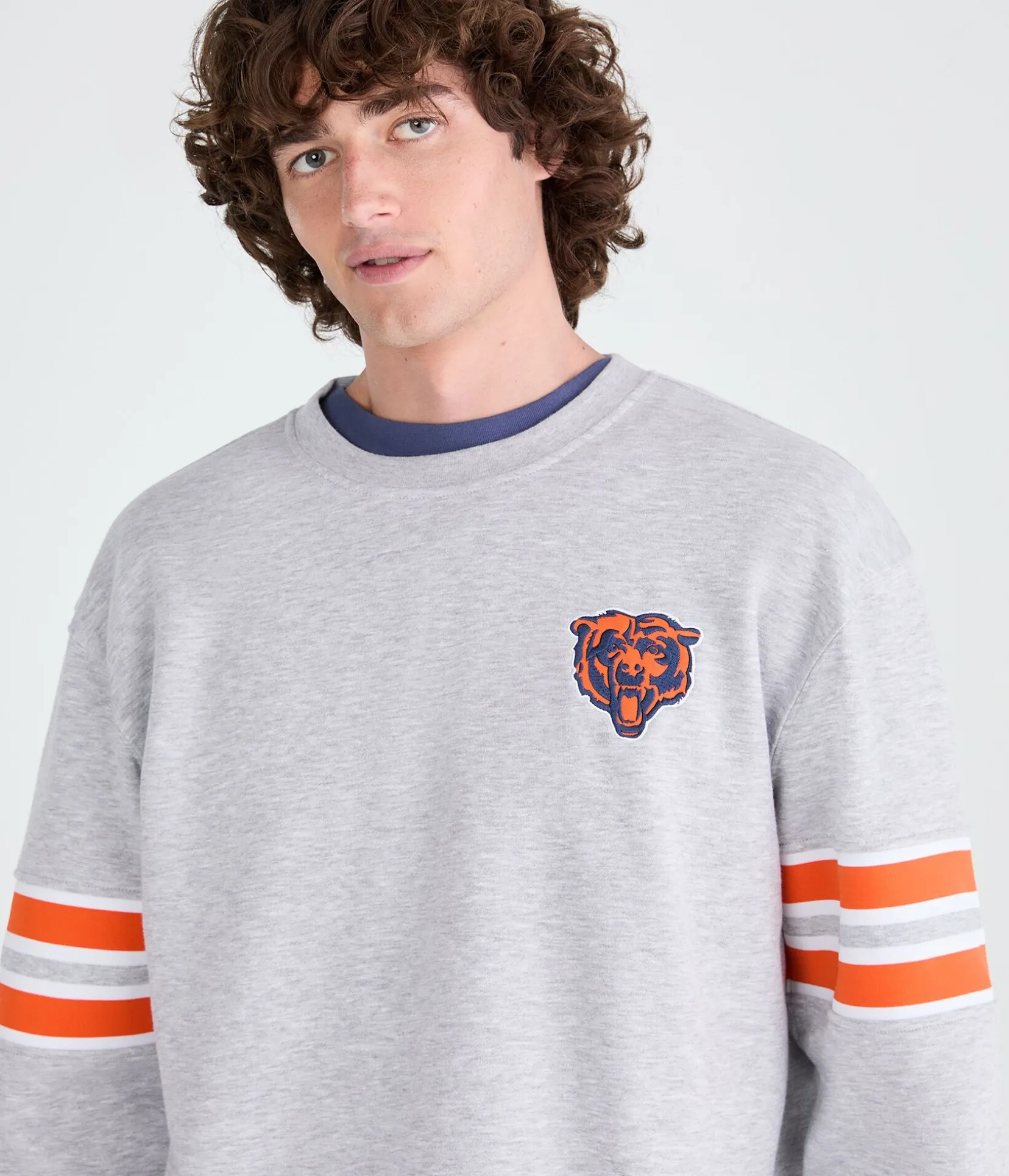 Chicago Bears Striped Sleeve Crew Sweatshirt