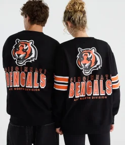 Cincinnati Bengals Striped Sleeve Crew Sweatshirt