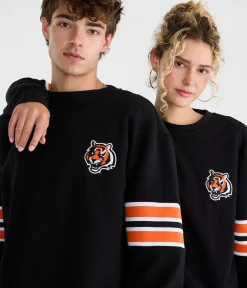 Cincinnati Bengals Striped Sleeve Crew Sweatshirt