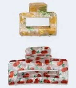 Citrus & Cherry Mixed Claw Hair Clip 2-Pack