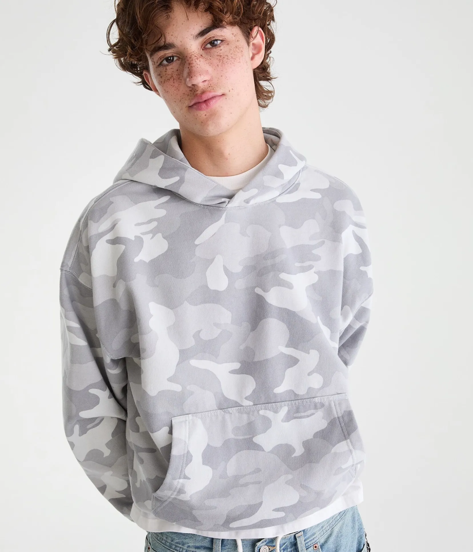 Cloud Soft Camo Boxy Pullover Hoodie