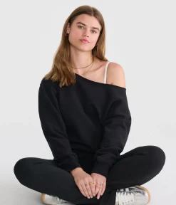 Cloud Soft Cinched Waist Off-The-Shoulder Sweatshirt