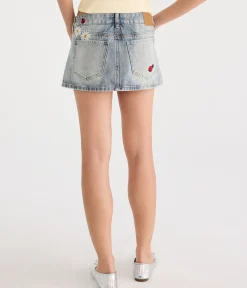 Daisy & Ladybug Super Low-Rise Denim Mini Skirt