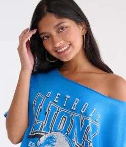 Detroit Lions Off-The-Shoulder Graphic Tee