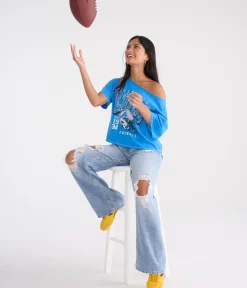 Detroit Lions Off-The-Shoulder Graphic Tee