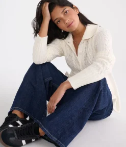 Déjà For Aero Cable Button-Front Mock-Neck Sweater