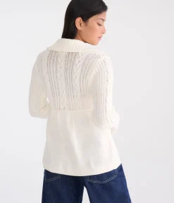 Déjà For Aero Cable Button-Front Mock-Neck Sweater