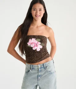 Déjà For Aero Floral Leopard Print Tube Top