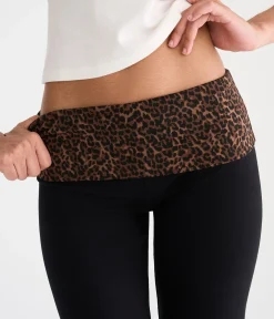 Déjà For Aero Leopard Print Low-Rise Fold-Over Flare Pants