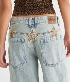 Déjà For Aero Low-Rise Super Baggy Leopard Stars Jean