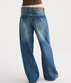 Déjà For Aero Low-Rise Super Baggy Leopard Waistband Jean