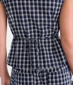 Déjà For Aero Plaid Tie-Back Blouse
