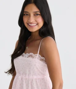 Floral Bow Lace-Trim Square-Neck Cami