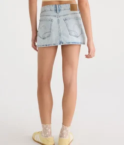 Floral Waistband Low-Rise Denim Mini Skirt