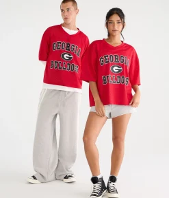 Georgia Bulldogs Boxy Mesh V-Neck Top