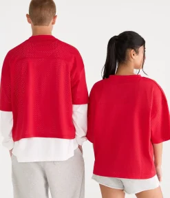Georgia Bulldogs Boxy Mesh V-Neck Top