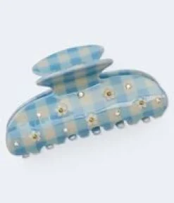 Gingham Flower Claw Hair Clip