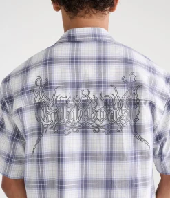 Gold Coast Microplaid Boxy Shirt