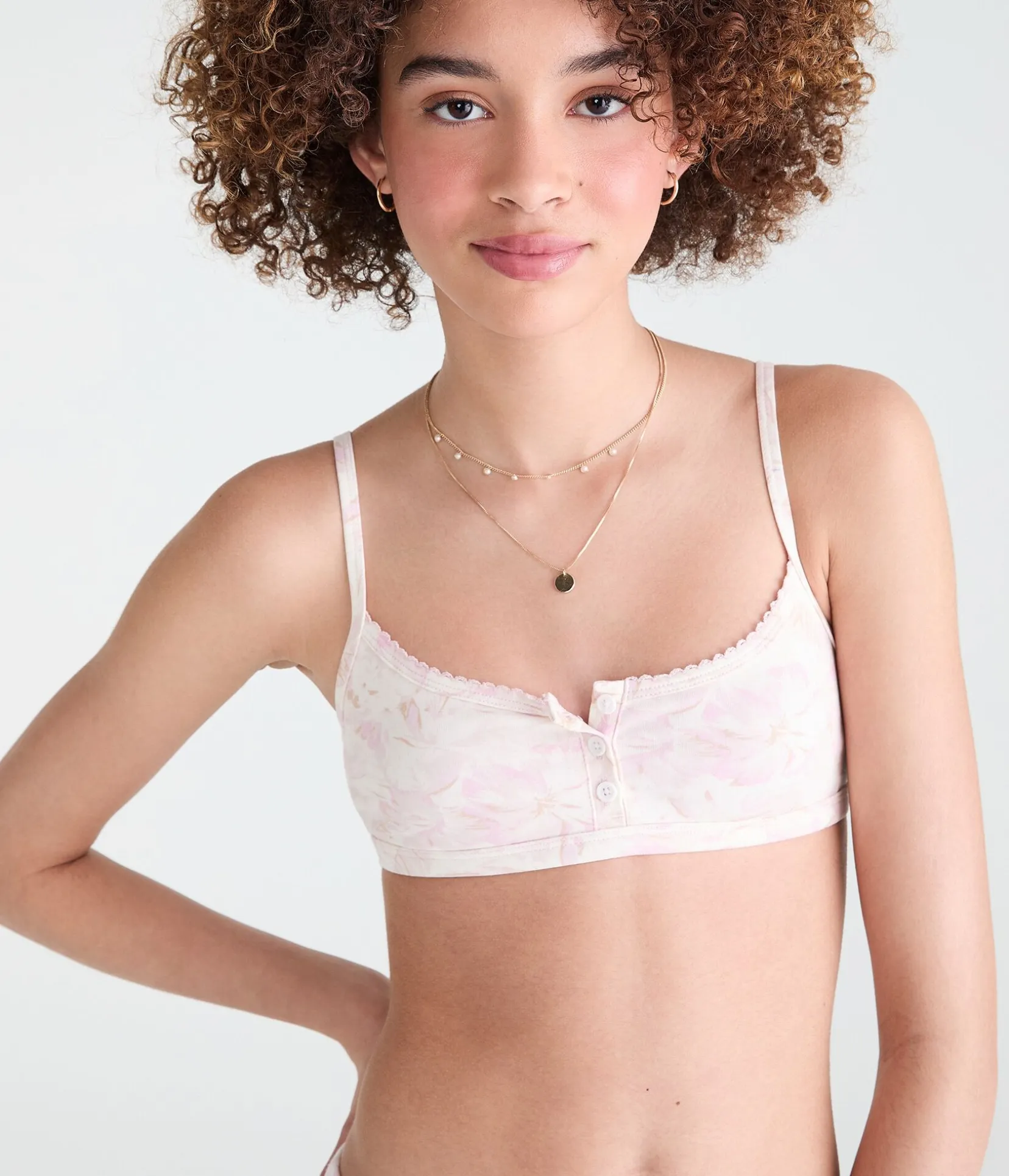 Hibiscus Cotton Henley Bralette