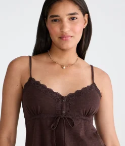 Lace-Trim V-Neck Babydoll Cami