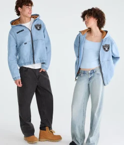 Las Vegas Raiders Full-Zip Hooded Denim Jacket