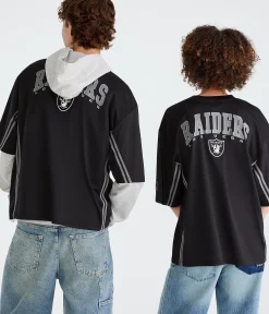 Las Vegas Raiders Striped Mesh Top