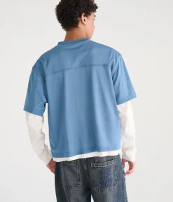 Long Sleeve Aero Logo Boxy Mesh Jersey 2Fer Tee