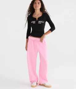 Long Sleeve Aeropostale Rhinestone Graphic Henley